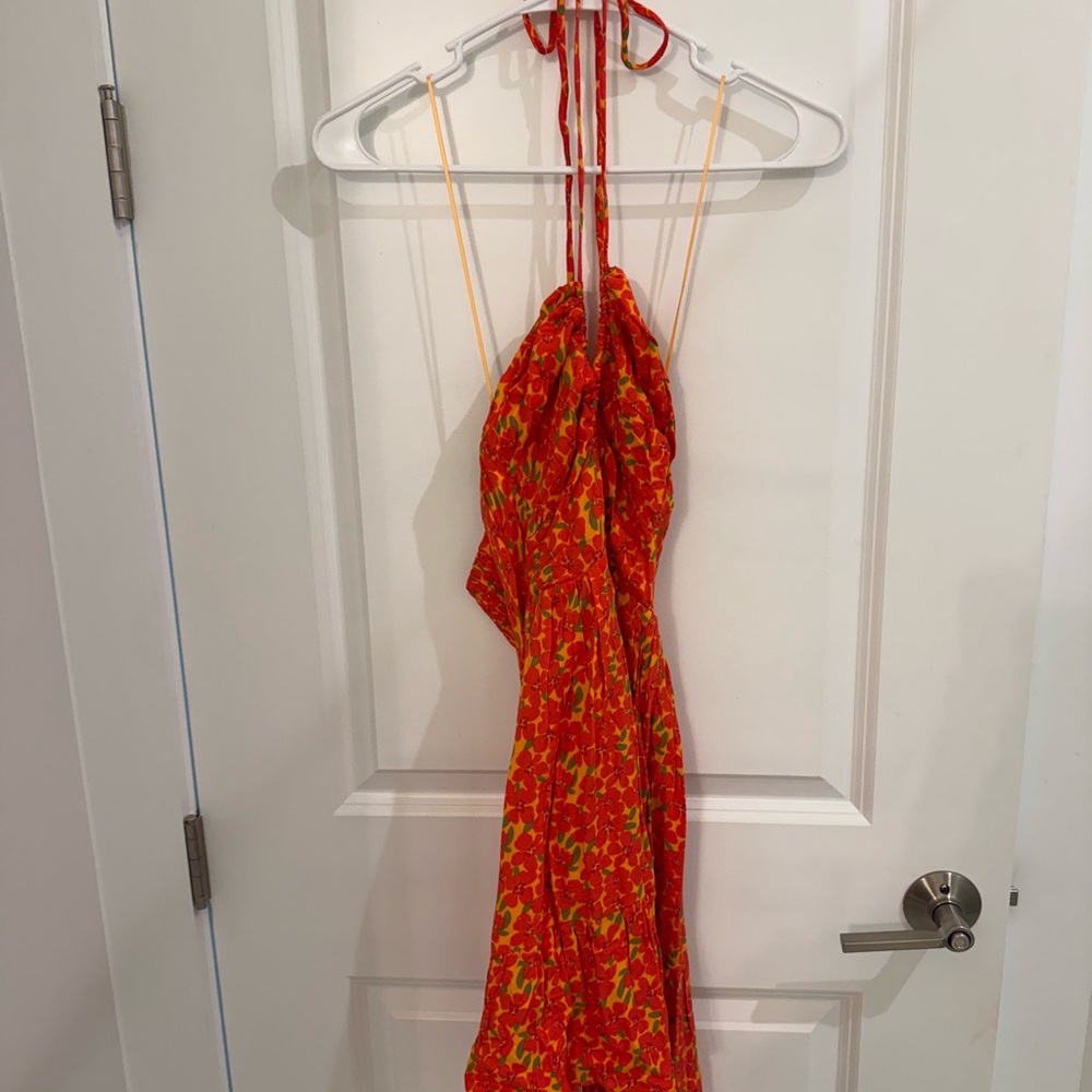 Vibrant Orange Floral Dress